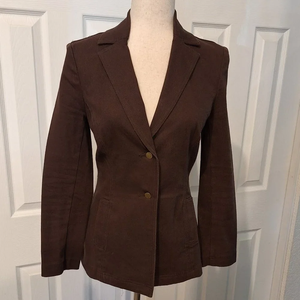 BCBG Brown Blazer Jacket Vintage Size 2 Corduroy Texture - Picture 1 of 10